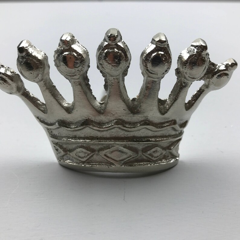 LARGE SILVER Crown Tiara Drawer Door Pull Knob Animal Handle Kitchen Cupboard Home