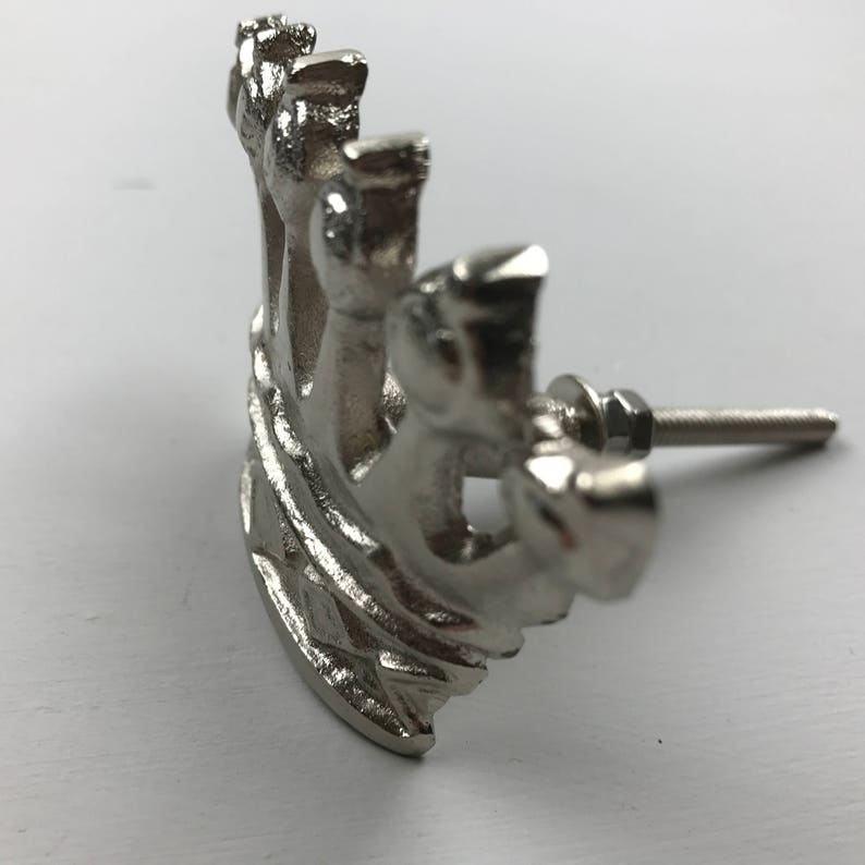 LARGE SILVER Crown Tiara Drawer Door Pull Knob Animal Handle Kitchen Cupboard Home