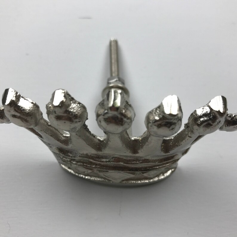 LARGE SILVER Crown Tiara Drawer Door Pull Knob Animal Handle Kitchen Cupboard Home