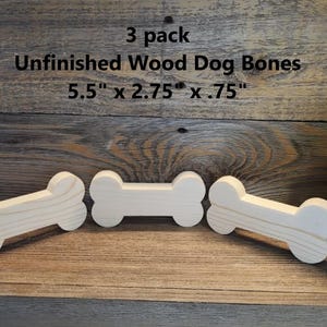 3-Pack Unfinished Wood Dog Bone Cutouts, DIY Craft Decor