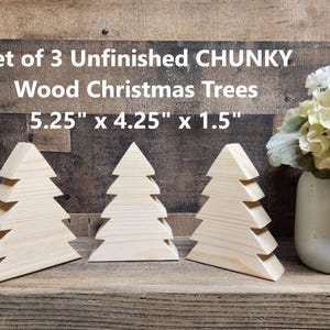 Set of 3 Unfinished Wood Christmas Trees / DIY Christmas Decor / Cabin ...