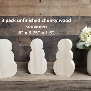 3 pack Unfinished Chunky Snowmen wood blanks / DIY fall decor / DIY Winter Decor / DIY Christmas Decor / Reversible