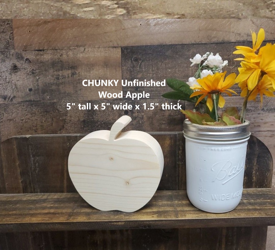 CHUNKY 5 Unfinished Wood Apple Cutout / DIY Decor / Fall Etsy