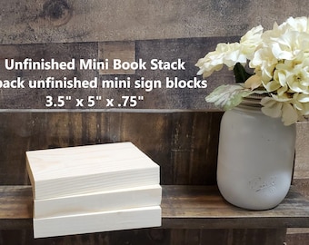 Unfinished Mini Book Stack / 3 pack unfinished block signs / Tiered Tray Decor / DIY block sign / Ready to Paint