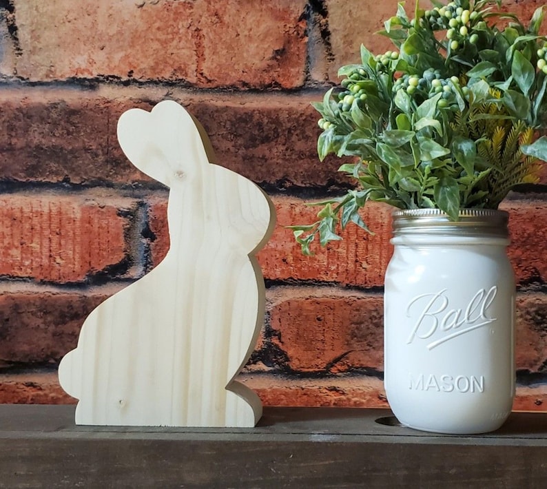 Unfinished chunky wood rabbit / Unfinished Easter bunny / Etsy