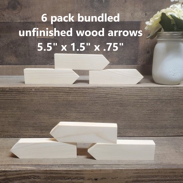 6 pack unfinished wooden arrows / Unfinished wood arrows / Christmas Tiered Tray / Shelf Sitter