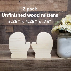 2 pack Unfinished Wood Mittens cutouts / DIY fall decor / DIY Winter Decor / DIY Christmas Decor / Winter