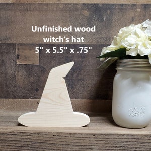 Unfinished witch&#39;s hat cut out made from solid pine / Fall Decor / Witch Hat / Halloween Decor / tiered tray / Halloween Crafts