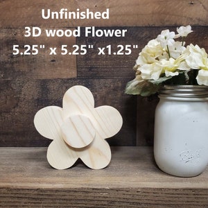 5&quot; 3D unfinished wood flower cutouts / DIY spring decor / DIY tiered tray decor / kids crafts