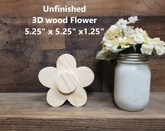 5" 3D unfinished wood flower cutouts / DIY spring decor / DIY tiered tray decor / kids crafts