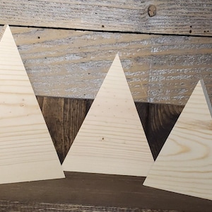 Unfinished wood Christmas tree set / Set of 3 / Unfinished wood mountains / DIY gnomes / Christmas Crafts