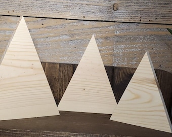 Unfinished wood Christmas tree set / Set of 3 / Unfinished wood mountains / DIY gnomes / Christmas Crafts