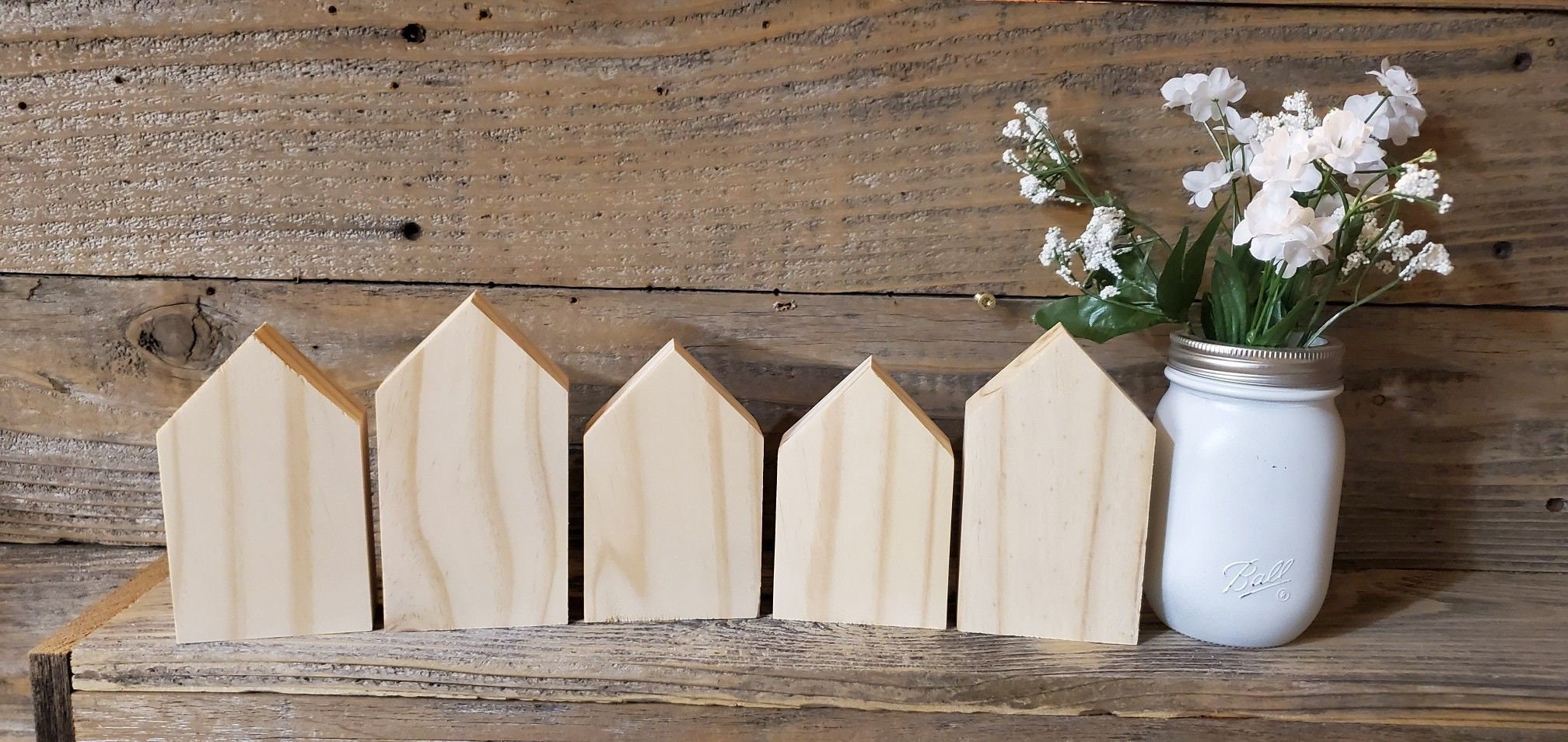 Blank House Shaped Wood Blocks / Unfinished wood blocks / DIY Etsy