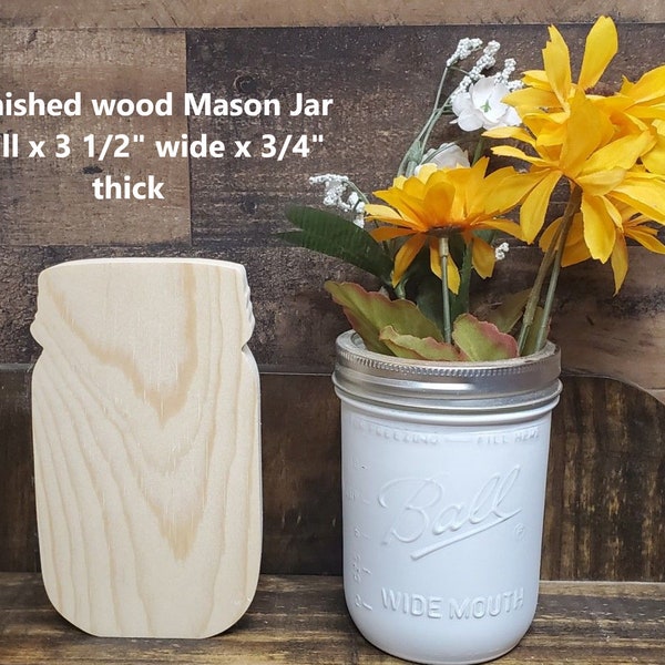 6" unfinished wood Mason Jar cutout / DIY decor / fall decoration / spring decor / summer decor / DIY tiered tray decor / kids crafts