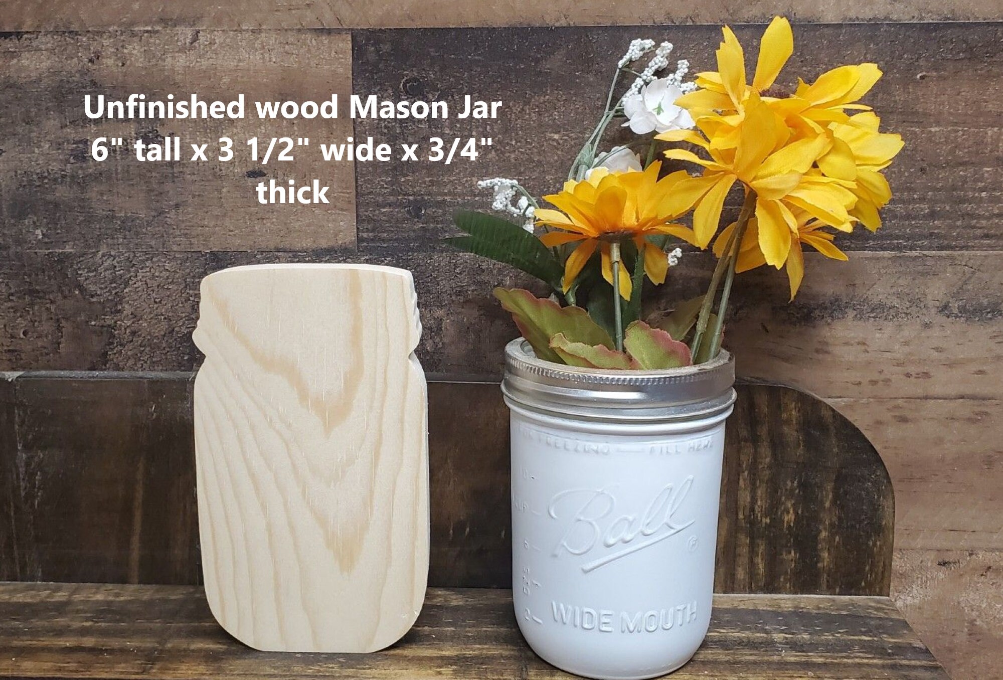 6 Unfinished Wood Mason Jar Cutout / DIY Decor / Fall Etsy