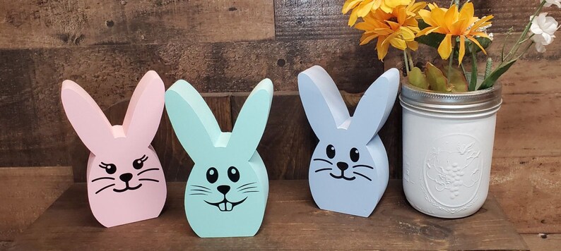 Set of 3 unfinished wood easter bunnies made of reclaimed lumber Unfinished wooden peeps DIY Easter Crafts