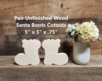 Set of Unfinished Santa Boots wood Cutout / DIY fall decor / DIY Winter Decor / DIY Christmas Decor / Winter