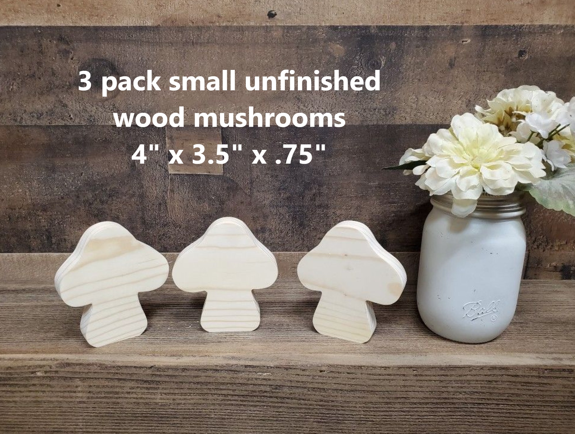 3 pack small Unfinished Wood Mushrooms / Tiered Tray Decor / woodland Decor / Garden decor / DIY crafts / tiered tray decor