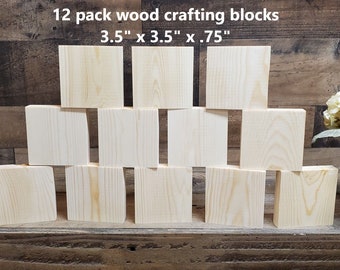 12 pack 3.5&quot; x 3.5&quot; x .75&quot; wood blocks / blank wood block sign / unfinished scrabble tile / Craft blocks / Wood squares / Tiered tray decor