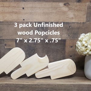 Unfinished 3 pack of wood popcicles / Summer Decor / Popcicles / Tiered Tray Decor / DIY block sign