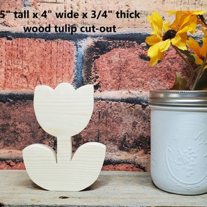 5&quot; unfinished wood tulip cutout / DIY flower decor / farmhouse decoration / farmhouse tiered tray/ DIY tiered tray decor / kids crafts