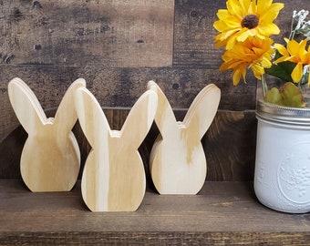 Set of 3 unfinished wood easter bunnies / Unfinished wooden peeps / DIY Easter Crafts