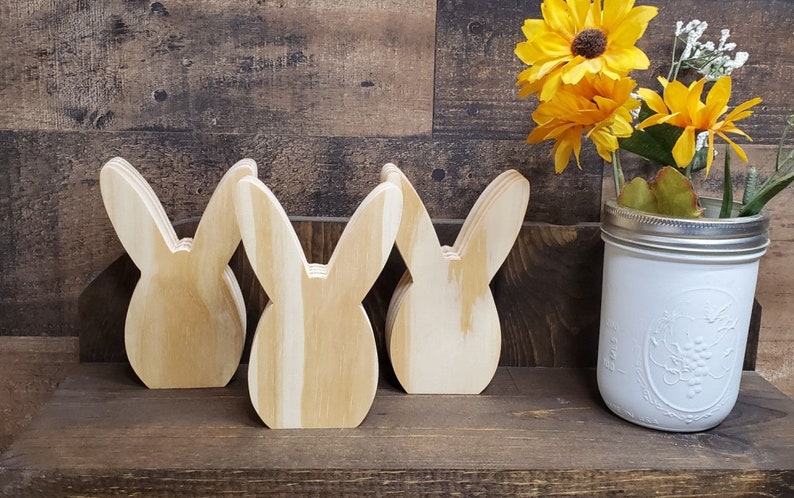 Set of 3 unfinished wood easter bunnies made of reclaimed lumber Unfinished wooden peeps DIY Easter Crafts