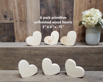 6 Pack Unfinished Wooden Hearts for Crafts, DIY Valentine's Decor (12 x 10  In)