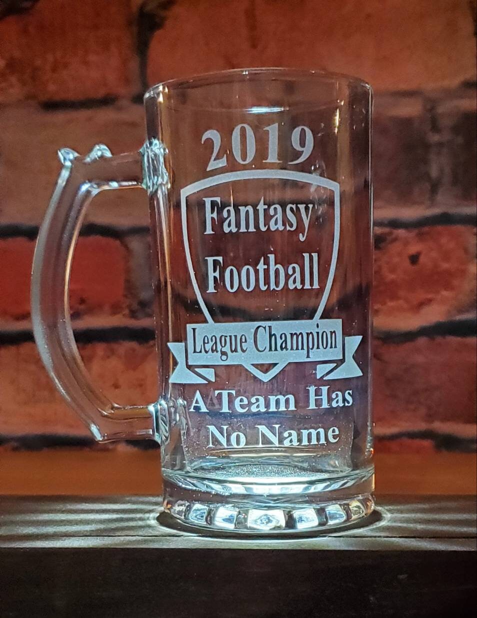 Fantasy Football League Champion engraved beer glass / Fantasy Etsy