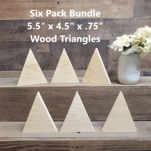 6 pack bundle unfinished wood triangles - 5.5" x 4.5" x .75" - unfinished wood trees - DIY Christmas trees