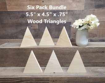 6 pack bundle unfinished wood triangles - 5.5" x 4.5" x .75" - unfinished wood trees - DIY Christmas trees