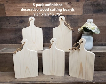 5 pack Unfinished Cutting Board Wood Cut Outs / Blank Cutting Board sign / Farmouse Decor / Kitchen Decor / DIY decor / tiered tray decor