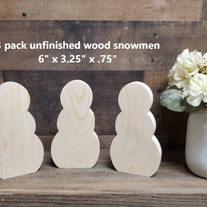 3 pack Unfinished Mini Snowmen wood blanks made from solid pine / DIY fall decor / DIY Winter Decor / DIY Christmas Decor / Reversible
