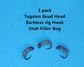 3 pack Tenkara Tungsten Bead Head Utah Killer Bug Nymph flies- Panfish Fly - Trout Fly - Fly Fishing - Euro Jig - Rainbow - Brown Trout