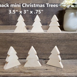 Set of 6 unfinished wood mini Christmas tree cut outs / Christmas Decor / Winter Decor/ Woodland Decor / tiered tray / DIY crafts