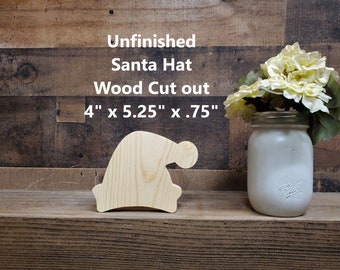 Unfinished Santa Hat wood Cutout / DIY fall decor / DIY Winter Decor / DIY Christmas Decor / Winter