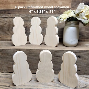 6 pack Unfinished Mini Snowmen wood blanks made from solid pine / DIY fall decor / DIY Winter Decor / DIY Christmas Decor / Reversible