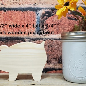 5 1/2&quot; unfinished wood pig cutout / DIY decor / farmhouse decoration / farmhouse tiered tray/ DIY tiered tray decor / kids crafts