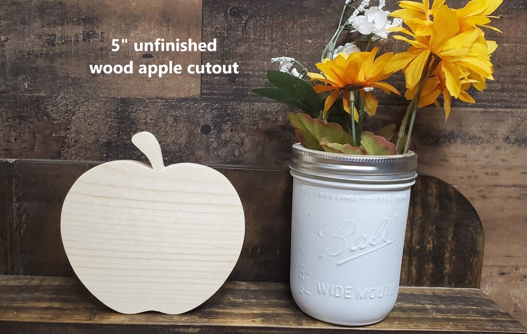 5 Unfinished Wood Apple Cutout / DIY Decor / Fall Etsy
