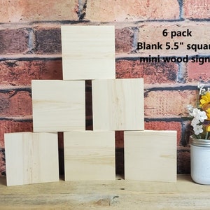 6 pack 5.5&quot; x 5.5&quot; x .75&quot; wood blocks / blank wood block sign / unfinished scrabble tile / Craft blocks / Wood squares / Tiered tray decor