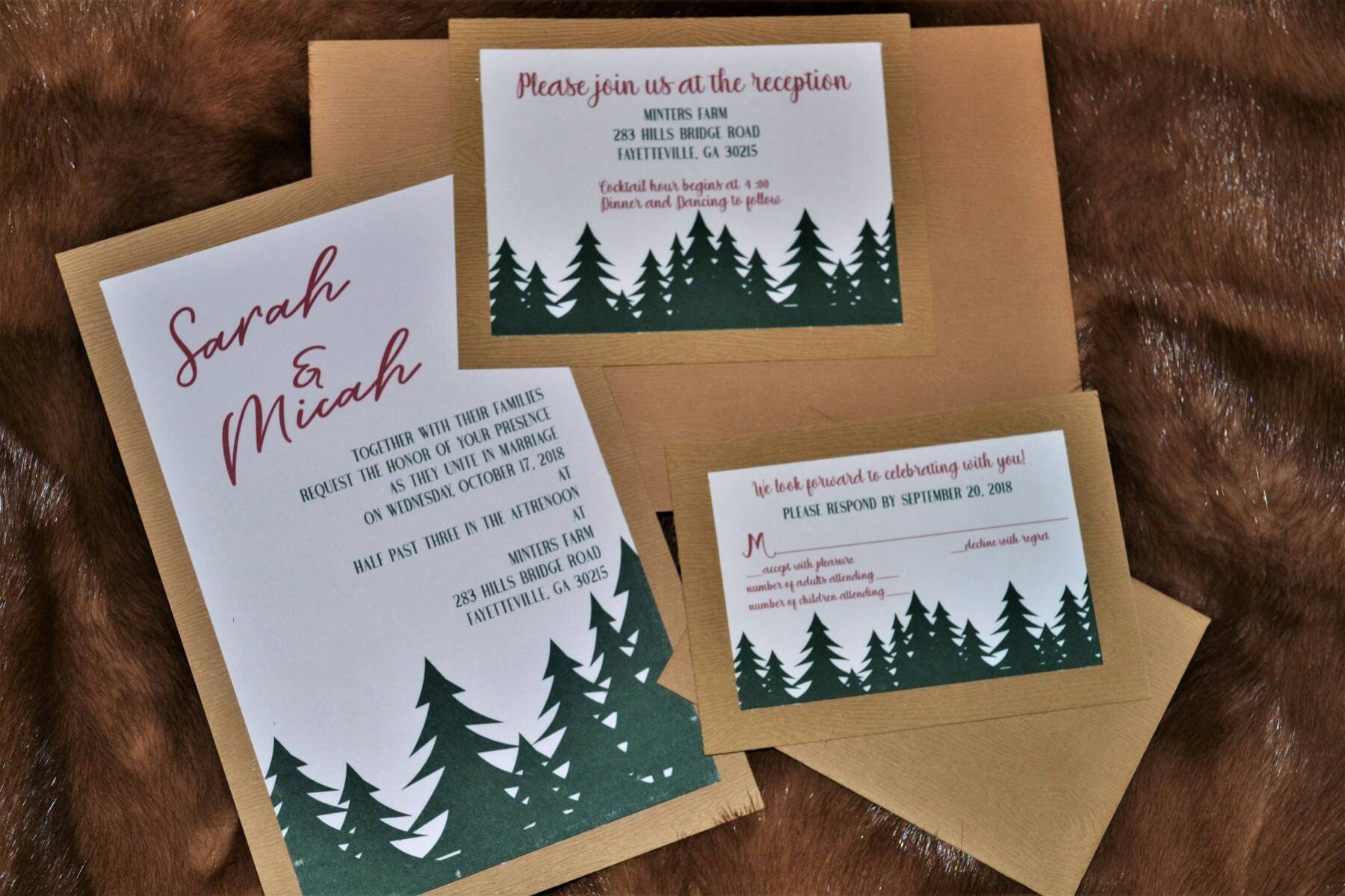 Christmas Tree Farm Forest Wedding Invitaions