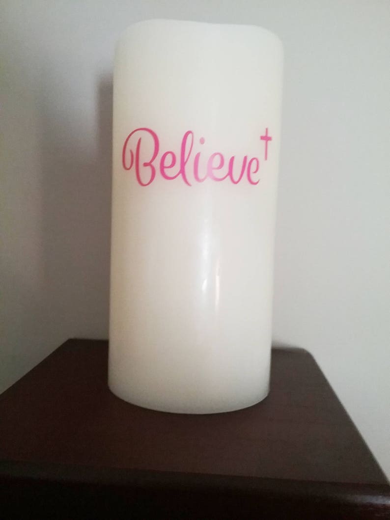 Believe Flameless Candle Decorative Candles Christian Etsy