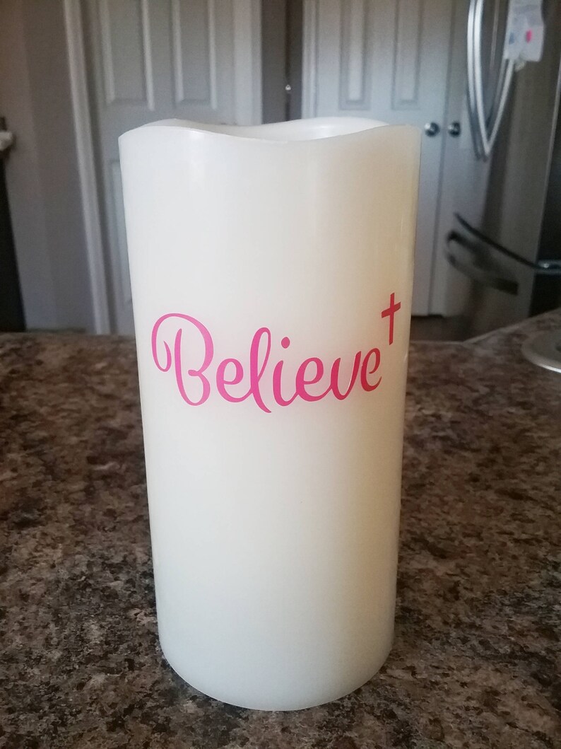 Believe Flameless Candle Decorative Candles Christian Etsy