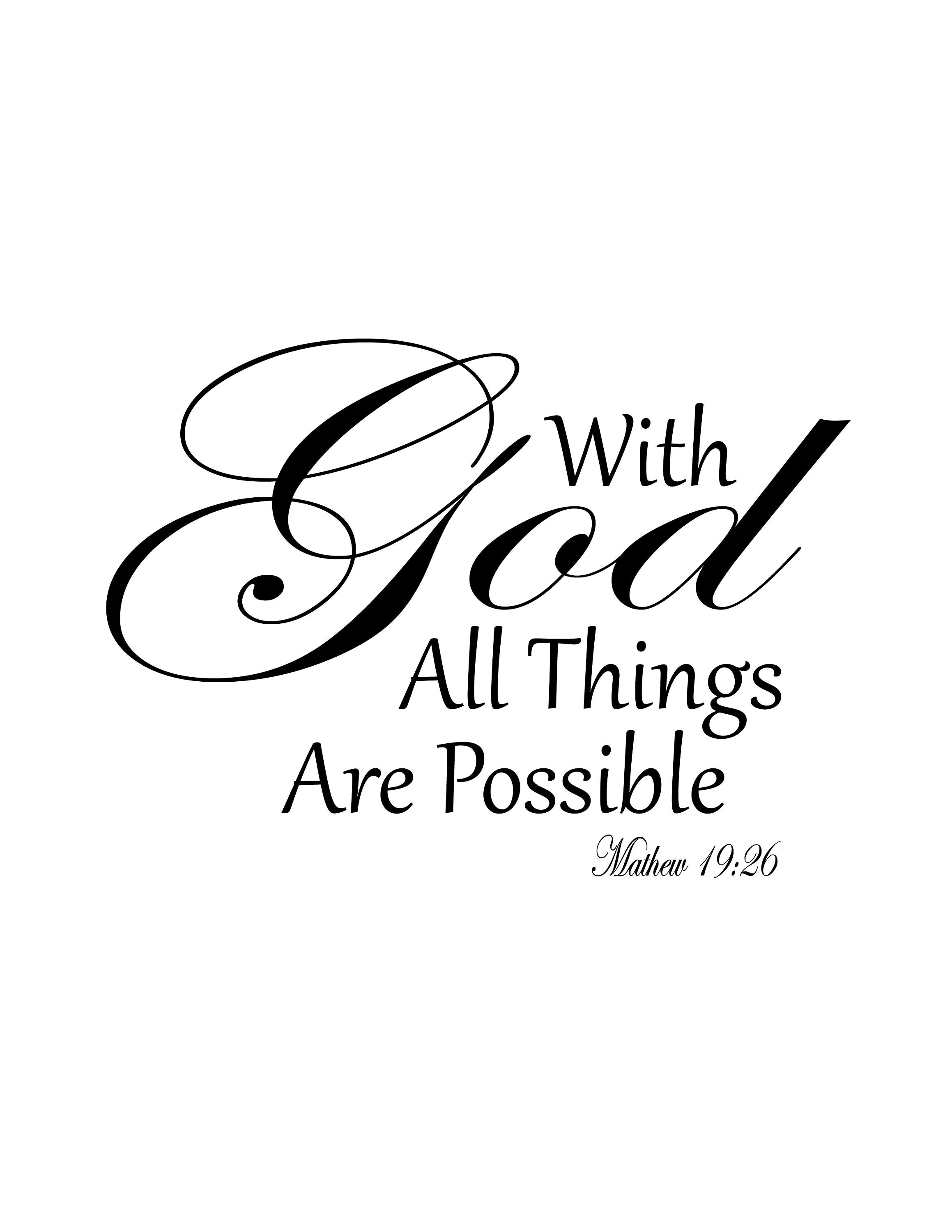 Printable Art With God All Things Are Possible Wall - Free Printable