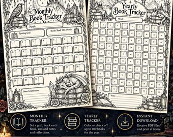 Fantasy-Lesetagebuch zum Ausdrucken | Monatliches und jährliches Lesetagebuch (Digitaler Download)
