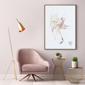 Ballet Shoes FRAMED Canvas Print from original &quot;Tendu&quot; watercolor painting by artist Roy Bramwell©.  24&quot;x36&quot; with various frame finishes.