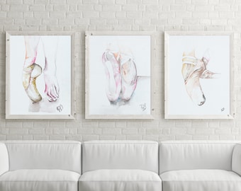 Devotion - Ballet Trio from original watercolor paintings by artist Roy Bramwell©.  Available in prints and canvas - various sizes.