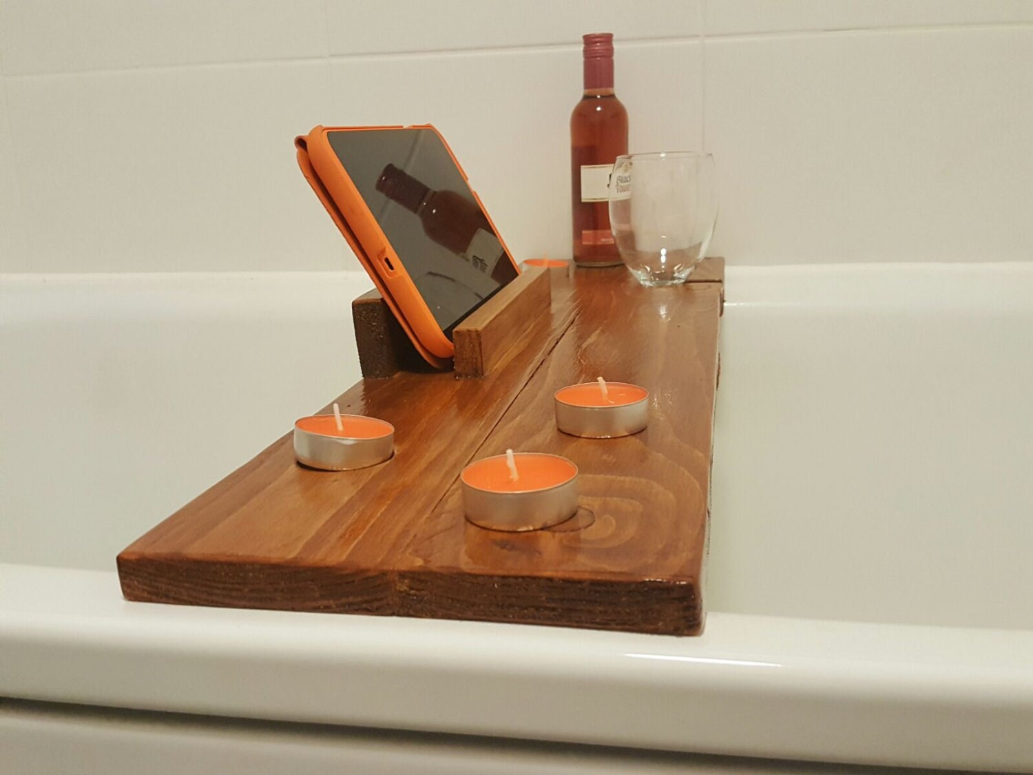 Solid Wood Bath Caddy Wooden Bath Shelf Etsy