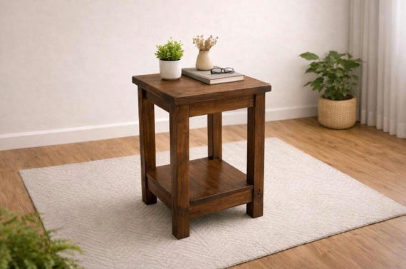 Dark Oak Style Wood Side Table, lamp table