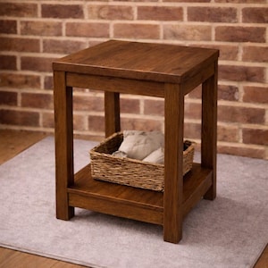Handcrafted Solid Wood Side Table - end table